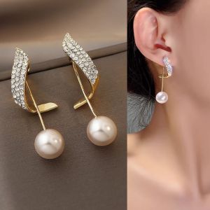 Elegant Metal Korean Pearl Earring for Woman 2022 New Luxury Wedding Party Girls Unusual Earrings Fashion Jewelry