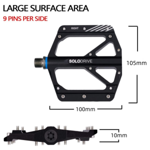 SOLODRIVE 2 Bearing Bicycle Pedal CNC Aluminum Alloy Anti Slip MTB Road Bike Pedal Widen Pedals Profession Bike Accessories