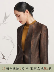 Traditional Chinese Style Womens Spring Summer Jacket Xiangyun Silk Outerwear Long Sleeve Regular Fit Straight Cut