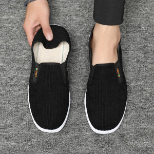 JIFANPAUL | Mens Corduroy Loafers Slip-On Black