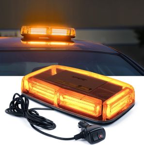 Amber Rooftop Strobe Beacon Lights Safety Warning Caution Light for Emergency Construction Vehicles Snowplow Trucks Postal Mail