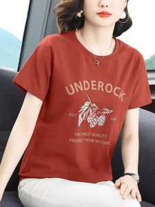 QIAOXIZI | Crew Neck Short Sleeve Tshirt For Mid Aged Women Summer