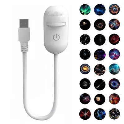 2 In 1 Usb Mini Galaxy Star Projector Night Light 12 Films Starry Sky Ambient Light For Car Home Decoration For Adults And Kids