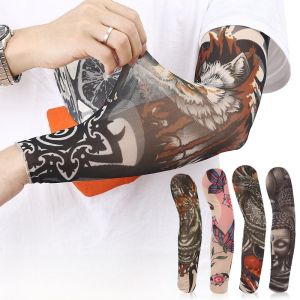 Tattoo Sleeve Covers Mens Floral Arm Tattoo Sun Protection Cycling Arm Guards Ladies Summer Outdoor Personality Arm Covers