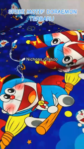 SPREI MOTIF DORAEMON TERBARU UK 180 x 200 KING 120X200 SINGLE / SPREI DORAEMON SPREI KARAKTER DORAEMON