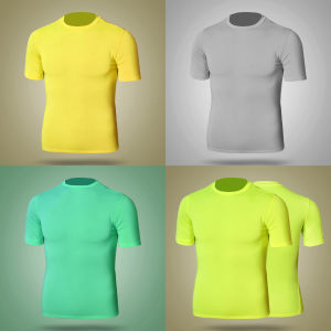 เสื้อฟุตบอลฝึกซ้อมชาย ชุดวิ่งออกกำลังกาย ทรงเข้ารูป แขนสั้น ระบายอากาศได้ดี แห้งเร็ว ดูดซับเหงื่อ คอกลม สำหรับเล่นฟุตบอล