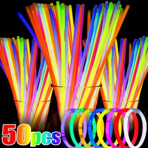 50Pcs Glow Sticks Fluorescence Light Glow In Dark Glow Sticks Bracelet Glowsticks Party Decor Toy