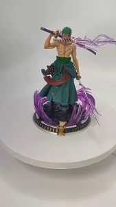 (Malay spot) One Piece triple-blade Dream Roronoa Zoro Combat Form Double Headed Figure Anime Model Doll Ornaments Toy Car Figure Childrens Plastic Gift Statue