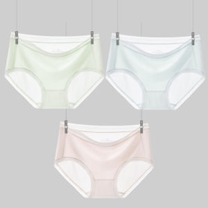 Antibacterial Ice Silk Womens Underwear Seamless Thin Modal Cotton Triangle Panties Comfortable Breathable Summer Briefs
