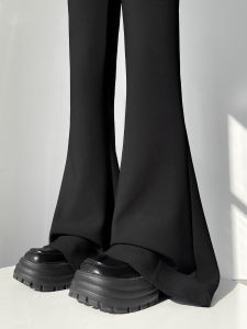 Black High Waist Flared Pants Womens Spring Autumn 2026 New Long Floor-Length Suit Pants Elegant Drapey Slimming Bell Bottoms