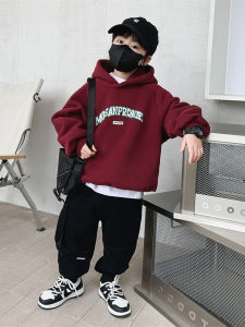 Thickened Long Sleeve Hoodie Childrens Clothing Silver Fox Velvet Boys Autumn Winter Sweatshirt Casual Pure Color Kids Top
