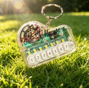 Fun Mini Piano Keychain Toy - Electronic Keyboard with Music Sound & Light Creative Key Ring Gift