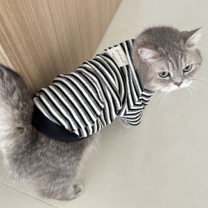 HealC Pets Original Hoodie Dog Clothes Red Black Stripe Embroidered Composite Cotton Sleeveless Pet Clothes for Autumn Winter