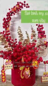 Trụ Nhung Đỏ May Mắn Cắm Hoa Đông Đào Phụ Kiện Đã Mix Sẵn Sang Chảnh Tiện Lợi