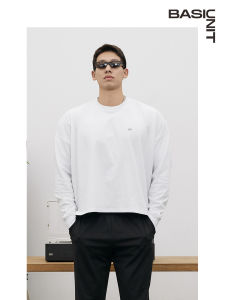 Basic Unit Basic Unit Loose Wide Version Long Sleeves T-shirt Mens Autumn Cotton Pure Color Basic Tops
