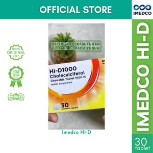 IMEDCO Hi-D Vitamin D3 1000 2000 5000 IU 30 Tablet Kunyah | Suplemen D Resmi