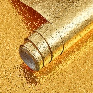 Yellow Gold Foil Sticker Cabinet Buddha Niche Background Decorative Tape Adhesive Oil Resistant Fireproof Kitchen Wall Mural