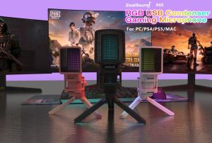 ZealSound A68S RGB USB Mikrofon kondenser pengurangan hingar kualiti bunyi ultra-jelas satu klik bicu fon kepala pemantauan masa nyata rakaman penstriman permainan