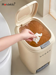 ถังขยะแบบกดเท้า Mandelda ความจุ 8 ลิตร สำหรับใช้ในบ้าน ถังขยะในห้องน้ำ ห้องนั่งเล่น ห้องครัว ถังขยะแบบปิดพร้อมฝา