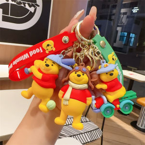 New Anime Disney Keychain Pooh Bear Mickey Mouse Minnie Kawaii Doll Keyring Ornament Cartoon Key Chain Car Pendant Kid Toys Gift