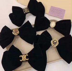 Phụ kiện tóc Doudou Kẹp tóc Kẹp nơ to màu đen sang chảnh vải nhung cao cấp hoa trà tiểu thư thời trang Hàn Quốc FJ018