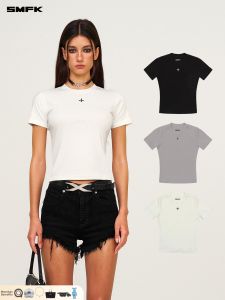 SMFK | Cross Emblem Embroidery Fitted Short Sleeve Sport T-Shirt