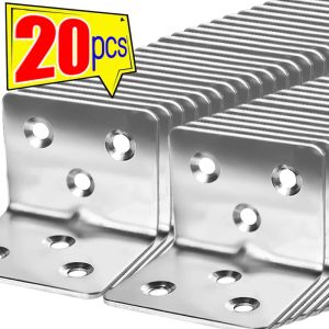20Pcs Universal Stainless Steel Corner Bracket 90 Degree Right Angle Fixed Bracket for Wood Furniture Bedframe Cabinet Accessories