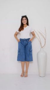NHN JEANS - Celana Jeans Kulot Cargo 7/8 Dewasa L XL JUMBO(XXL) Celana Kulot Jeans Cargo Wanita