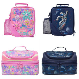 Smiggle Australia Hardshell Lunch Bag Children Double Layer Thermal Insulation Lunch Box Bag Crossbody for Primary And Middle School Students