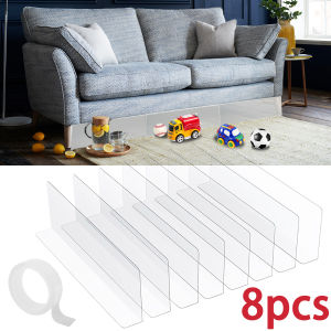 8Pcs Clear Under Couch Blocker L-Shape Pet Barrier Blocker PVC Transparent Waterproof Toy Blocker for Furniture Bed Sofa