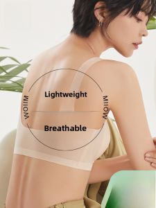 Miiow | Ultra-Thin Ice-Silk Backless Bra Womens Seamless Underwear Gathered 3/4 Cup Nylon V-Neck Summer Bras No-Wire Strap Design