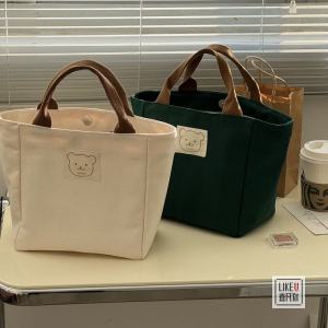 Original Design Canvas Tote Bag Simple Versatile Artistic Womens Shoulder Handheld Bento Lunch Box Bag Youth Casual Fashion