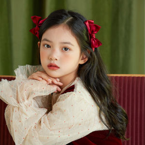 Red Butterfly Knot Hair Clip for Girls New Year Christmas Cute Hair Accessories Princess Style Childrens Fashion Accessories