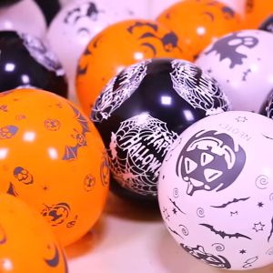 12inch Halloween Balloon Orange Black Theme Printed Latex Balloon Set Halloween Party Decoration