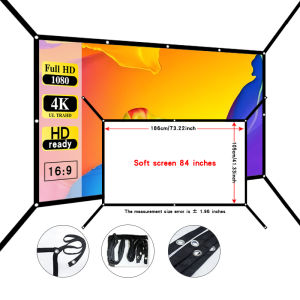 Hanging hole extended projection screen more suitable for outdoor use and easier to fix. 60-150 inches multiple sizes to choos