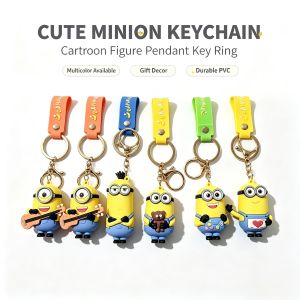 52TOYS | Cute 3D Minions Keychain Silicone Wrist Strap Key Ring Cartoon Figure Bag PendantCar Backpack Key CharmFans Collectible Gift
