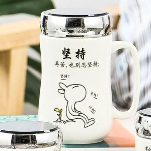 Water Cup Ceramic Cup with Lid Large Capacity Office Tea Cup Boys Creative Cup Couple Household Mug Female Cute