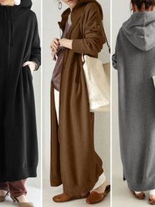 มีฮู้ด กีฬา ผ้าขนแกะ แขนยาวเรียงราย เสื้อสเว็ตเชิ้ต โอเวอร์ไซส์ เสื้อคลุมผู้หญิง สตรีทสไตล์ ซิป คาร์ดิเกน ผ้าฝ้าย ซับใน ฤดูใบไม้ร่วง 2023