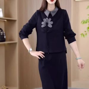 MAIMEI | ชุดเดรสผู้หญิงผ้าฟลานเนลสไตล์ไฮเอนด์ ชุดเดรสสองชิ้น ฤดูใบไม้ร่วง 2025 ใหม่ แขนยาว คอโปโล เสื้อผ้าผู้หญิง