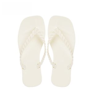 Flip-Flops Womens Summer Outwear Black Flip-Flops Non Slip Bathroom Bath Beach Seaside Plywood Square Toe Sandals