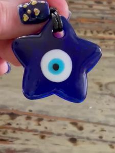Evil Eye สร้อยคอแบบมีสายสีดำจี้ Blue Glass Evil Eye ตาตุรกี Nazar House Protection แขวนผนังกระจกมองหลัง Gift