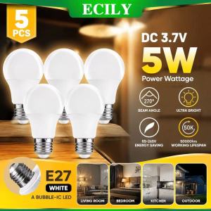 ECILY🔥5pcs🔥Ultra Bright 5W LED Light Bulb E27 Base DC 3.7V Low Voltage Eye Protection No Flicker White Lighting For Bedroom Study Room Table Lamp