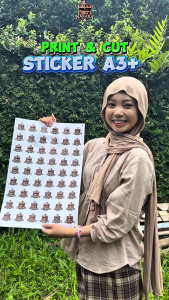 Cetak Stiker Plus Cutting A3+ Bahan Chromo & Vinyl | Sticker Label Custom Bentuk Pola Cutting Ukuran