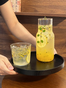 Ins High Borosilicate Glass Fruit Tea Pot Milk Cup Transparent Simple One Person Drinking Set with Cup Water Bottle for Dining