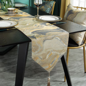 Chinese Ink Painting Table Runner Luxury Tea Mat Vintage American & French Coffee Table Scarf Elegant TV Console & Dining Table Deco