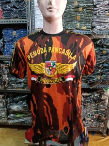Kaos Oblong Loreng Pemuda Pancasila Wing Sablon Paeping Typing Lengan Pendek Pria Wanita
