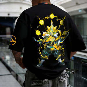 Bandai | Summer 2026 Anime Pokemon Pure Cotton T Shirt Zeraora Front Print Yellow Lightning Effects Design Loose Fit Men Women Casual