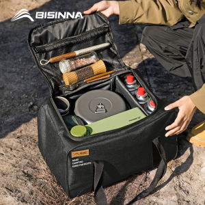 BISINNA Outdoor Camping Bag 26L พับถังแก๊สกระเป๋าปิคนิค Cookwre คอนเทนเนอร์ Camp อุปกรณ์ฉากกั้นแบบปรับได้