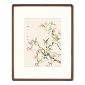 Modern Chinese Style Decorative Painting Golden Jade Full Hall Real Wood Hanging Picture Living Room Floral Bird Tea Room Calligraphy