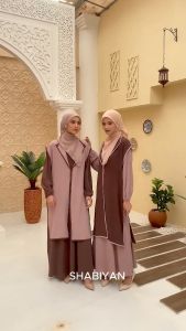 SHABIYAN-602 Gamis Outer Panjang Muslimah 2in1 Kombinasi